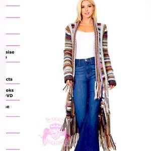 Long Sweater with Fringe on Bottom